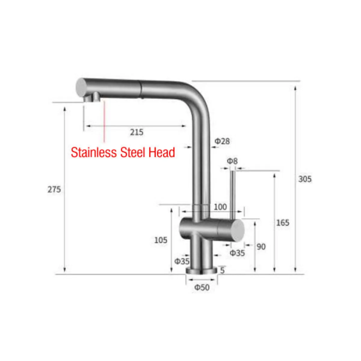Zaffiro PT 524SS Pull-out Sink Cold Tap - view 2